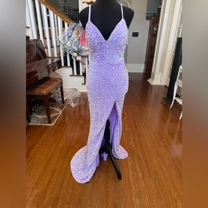 Stunning Lavender Sequin Prom Dress